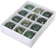 Набір ялинкових куль Прем'єр зелено-золотий d 80 мм 12 шт./уп.