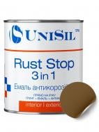 Ґрунт-емаль UniSil антикорозійна Rust Stop 3 in 1 коричневий глянець 0,75 л