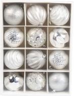 Набор елочных шаров Премьер серебристый d 80 мм 12 шт./уп.