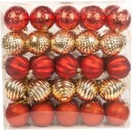 Набір ялинкових куль 25IPC-03 червоно-золотий d 80 мм 50 шт./уп.
