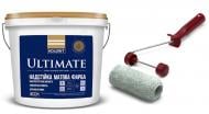 Краска интерьерная латексная Kolorit Ultimate база А мат белый 9л + Валик малярный Anza 25 cм