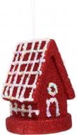 Декорация новогодняя Китай Домик с бисером YE2347R 13 см красный