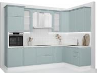 Кухня Грейд Парма угловая (готовый комплект) МДФ 2,911×1,61м аква/белый
