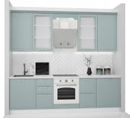 Кухня Грейд Парма прямая (готовый комплект) МДФ 2,6м аква/белый