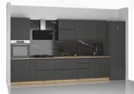 Кухня Грейд Джокер прямая (готовый комплект) ДСП 3,4м графит/графит серый