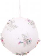 Шар новогодний Китай с узором d 80 мм белый YE2263W