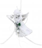 Декорация новогодняя Китай Ангел с декором YE1846W 9,5 см белый