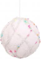 Шар новогодний Китай с бисером d 80 мм белый YE2259W