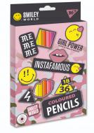Карандаши цветные 18 шт. 36 цветов Smiley World girl YES