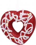 Декорация новогодняя Китай Сердце с бисером YE2134R 11,5 см красный
