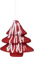 Декорація новорічна Китай Ялинка з бісером YE2742R 12 см червоний