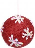 Шар новогодний Китай с узором d 80 мм белый YE2263R