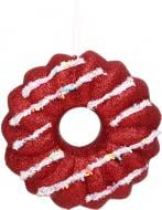 Декорация новогодняя Китай Пончик с бисером YE2127R 11,5 см красный
