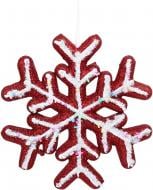 Декорация новогодняя Китай Снежинка с бисерной лентой YE2461R 15 см красный