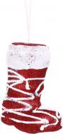 Декорация новогодняя Китай Сапог с бисером YE2542R 11,5 см красный