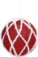 Куля новорічна Китай з бісером d 80 мм червоний YE2259R
