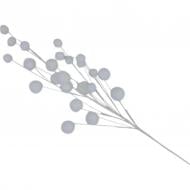 Веточка декоративная с белыми снежками 74 см