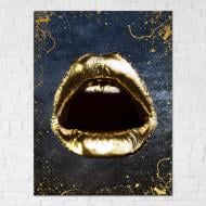 Постер Golden Lips (Black Edition) 50x65 см Brushme