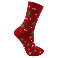 Шкарпетки махрові унісекс Premier Socks Новий рік Ялинки та сніжинки р. 23-25 червоний