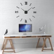 Часы настенные 3D DIY Time римский циферблат черный 90х90 см