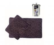 Набор ковриков Dariana Standard 60х100+60х50 см шоколадный соты + занавеска PEVA