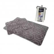 Набор ковриков Dariana Standard 60х100+60х50 см светло-серый соты + занавеска PEVA