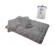 Набір килимків Dariana Standard 60х100+60х50 см світло-сірий геометрія + фіранка PEVA