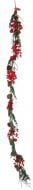 Гирлянда декоративная с красными ягодами и шишками 1,8 м