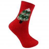Носки детские унисекс Premier Socks пушистые Новый год "Елка" р. 23-25 красный