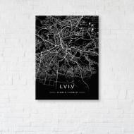 Постер Lviv Black Map 50x65 см Brushme