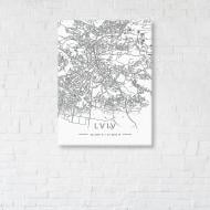 Постер Lviv White Map 75x100 см Brushme