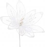 Декорація новорічна Квітка з блискітками 25 см шампань