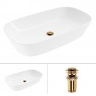 Умывальник Helmken 39370000 2 в 1: овальный 70 см с донным клапаном Сlick-clack, золото Умывальник Helmken 39370000 2 в 1: овальный 70 см с донным клапаном Сlick-clack, золото