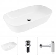 Умывальник Helmken 39370000 3 в 1: овальный 70 см, с сифоном и донным клапаном Сlick-clack, хром