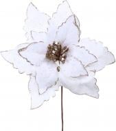 Цветок декоративный пуансетия велюр 20 см синий / белый