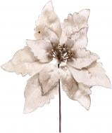 Квітка декоративна пуансетія велюр 20 см червоний / золотий