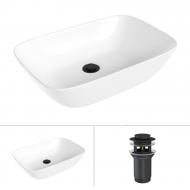 Умывальник Helmken 45450000 2 в 1: прямоугольный 50,5 см с донным клапаном Сlick-clack, черный матовый