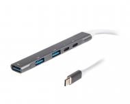 USB-хаб Maxxter HU3C-4P1PD-01, USB 3.0 Type-С на 5 портів, PD100W charging