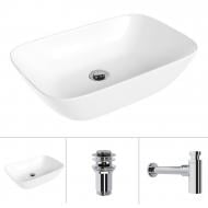 Умывальник Helmken 45450000 3 в 1: прямоугольный 50,5 см, с сифоном и донным клапаном Сlick-clack, хром