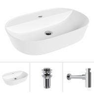 Умывальник с отверстием Helmken 46060000 3 в 1: овальный 60 см с сифоном и донным клапаном Сlick-clack, хром Умывальник с отверстием Helmken 46060000 3 в 1: овальный 60 см с сифоном и донным клапаном Сlick-clack, хром