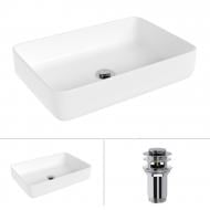 Умывальник Helmken 48750000 2 в 1: прямоугольный 50 см с донным клапаном Сlick-clack, хром Умывальник Helmken 48750000 2 в 1: прямоугольный 50 см с донным клапаном Сlick-clack, хром