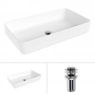 Умывальник Helmken 48760000 2 в 1: прямоугольный 60 см с донным клапаном Сlick-clack, хром