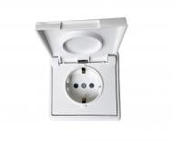 Розетка с крышкой оконечная с заземлением Efapel Apolo IP44 белый 50634 TBR