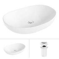 Умывальник Helmken 50263000 2 в 1: овальный 63 см с донным клапаном Сlick-clack, белый матовый