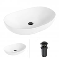 Умывальник Helmken 50263000 2 в 1: овальный 63 см с донным клапаном Сlick-clack, черный матовый