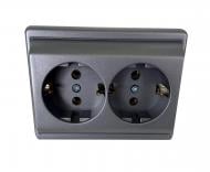 Розетка двойная оконечная двойная с заземлением Efapel Apolo IP20 графит 50331 TGR