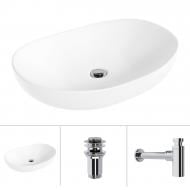 Умывальник Helmken 50263000 3 в 1: овальный 63 см, с сифоном и донным клапаном Сlick-clack, хром