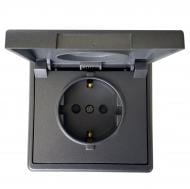 Розетка с крышкой оконечная с заземлением Efapel Apolo IP44 графит 50634 TGR