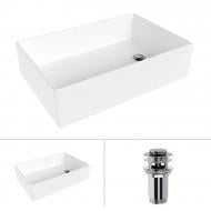 Умывальник Helmken 51861000 2 в 1: прямоугольный 61 см с донным клапаном Сlick-clack, хром