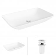 Умивальник Helmken 54059000 2 в 1: прямокутний 59 см з донним клапаном Сlick-clack, білий матовий Умивальник Helmken 54059000 2 в 1: прямокутний 59 см з донним клапаном Сlick-clack, білий матовий